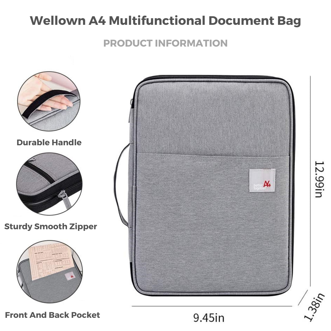 Wellown A4 Multifunctional Document Bag